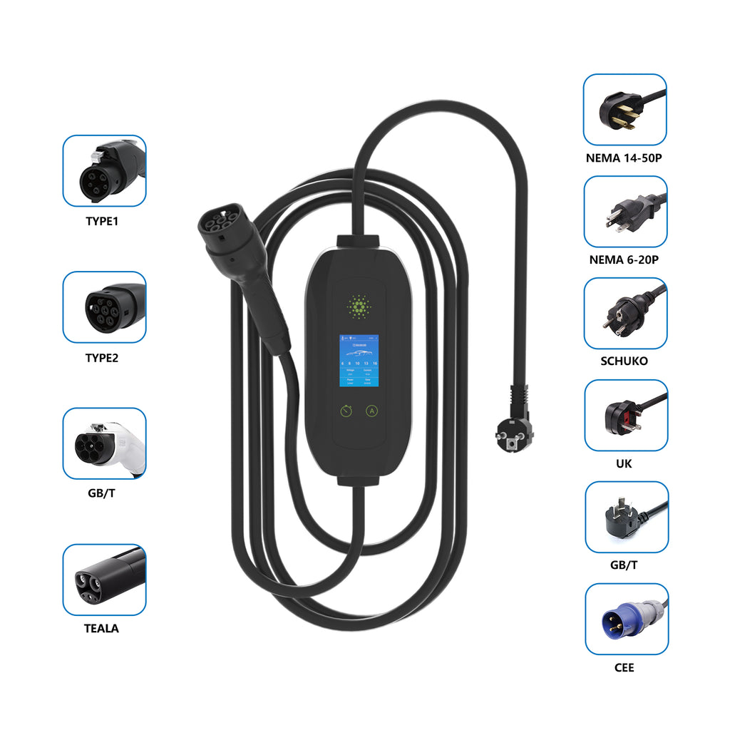 GIZNT 7kW portable EV charger with carrying case, compact travel charger