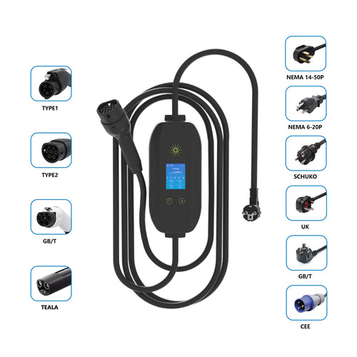 GIZNT 7kW portable EV charger with carrying case, compact travel charger