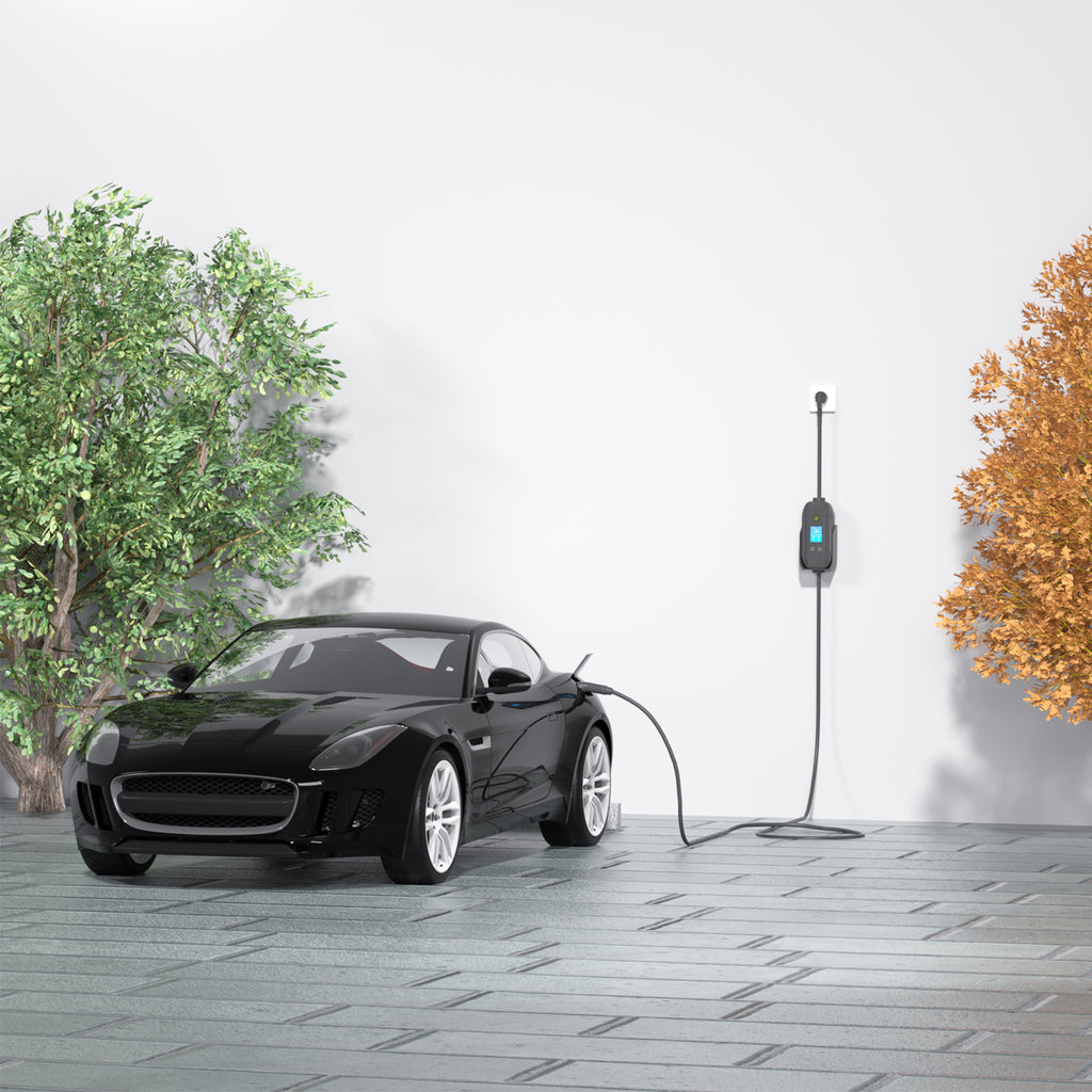 Portable EV charger in carrying bag for storage