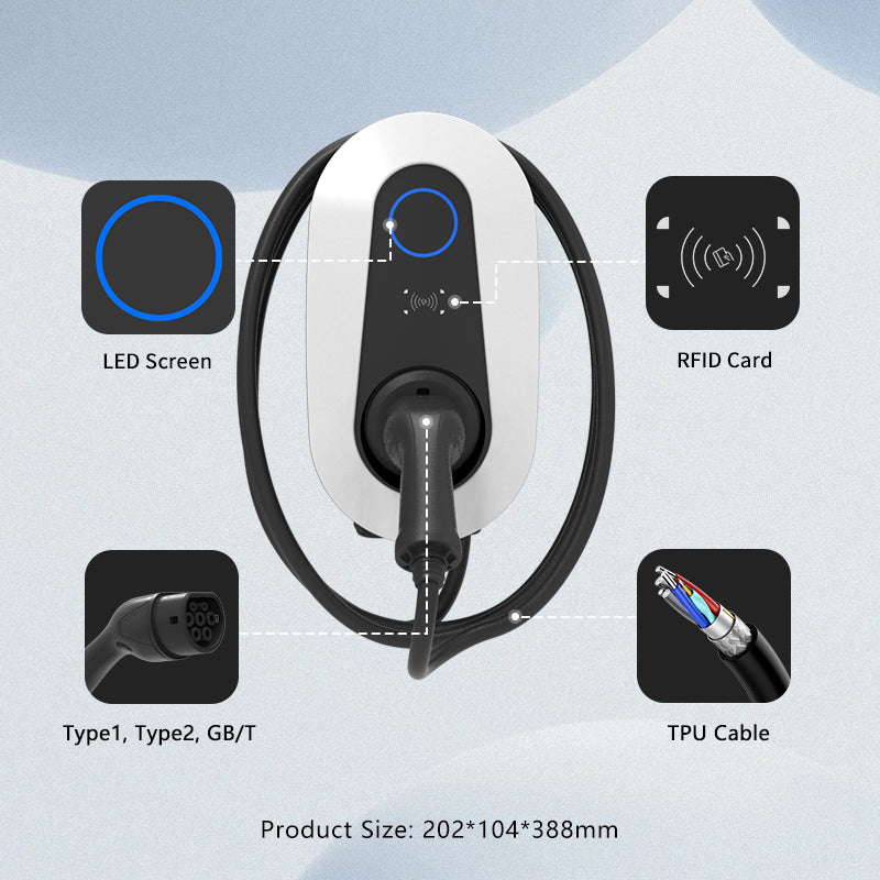 7kW EV charger charging cable with Type 2 connector