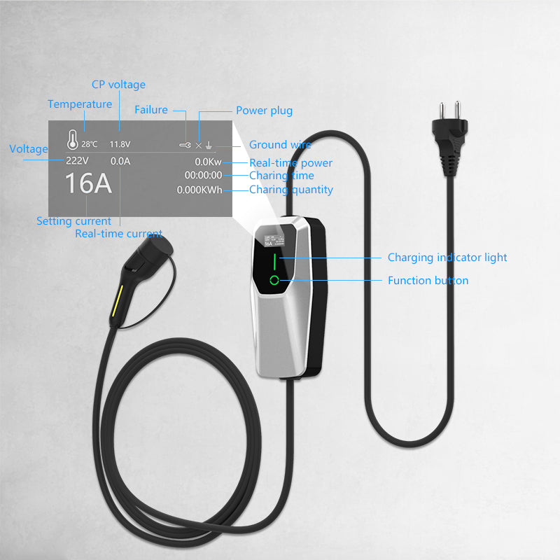 GIZNT 3.5kW portable EV charger with cable and connector
