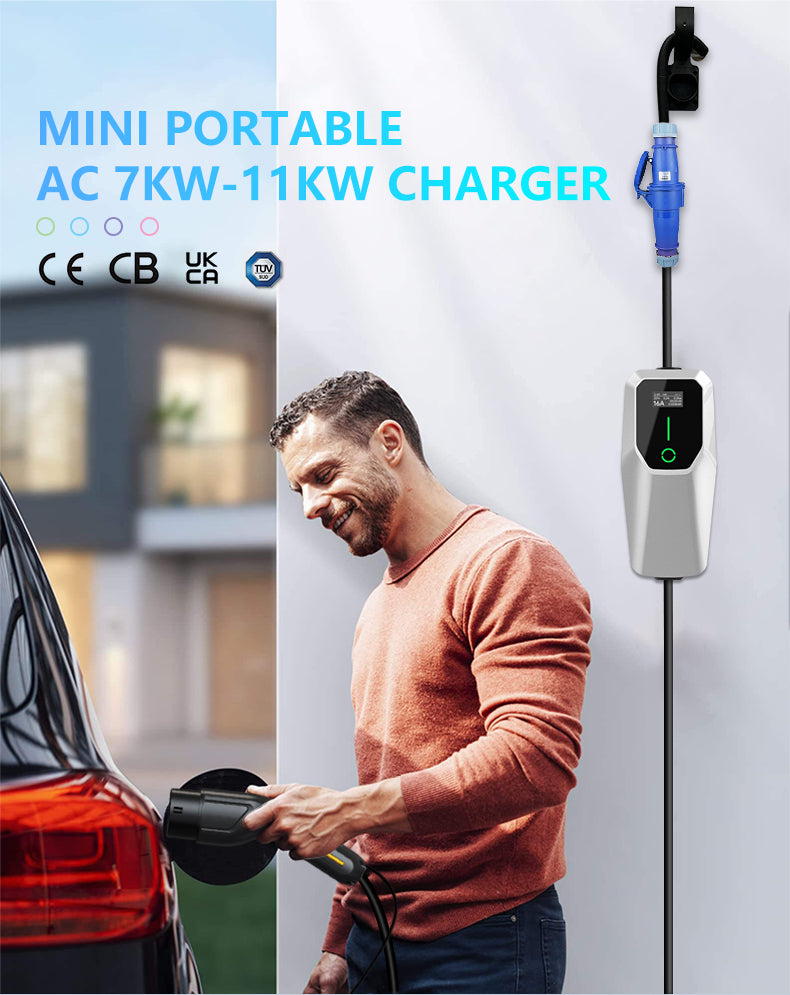 GIZNT 7kW portable EV charger with carrying case and accessories