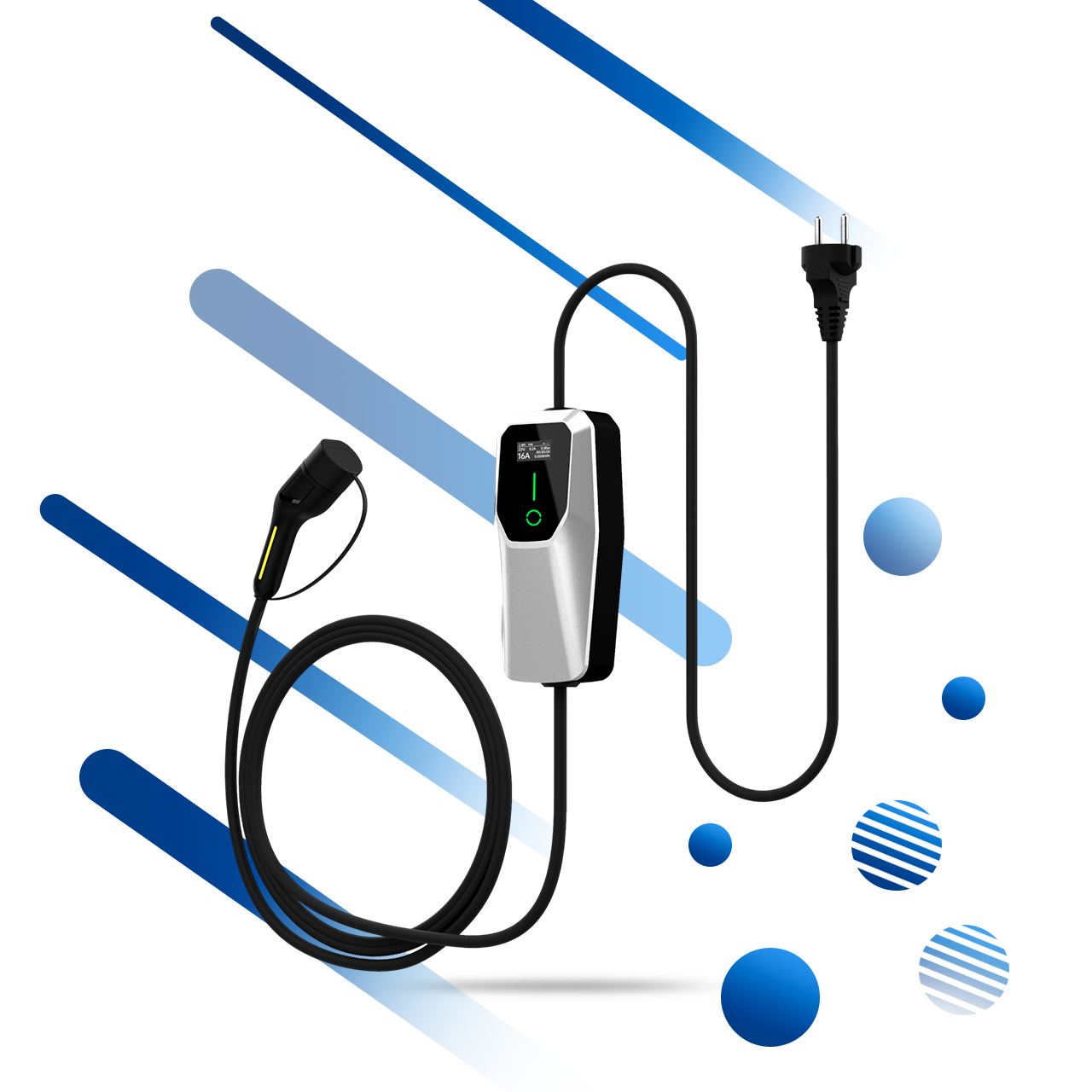 GIZNT 11kW portable EV charger front display panel
